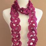 Magenta Womens Lace Scarf Crochet Queen Annes Lace Sparkle Fuscia